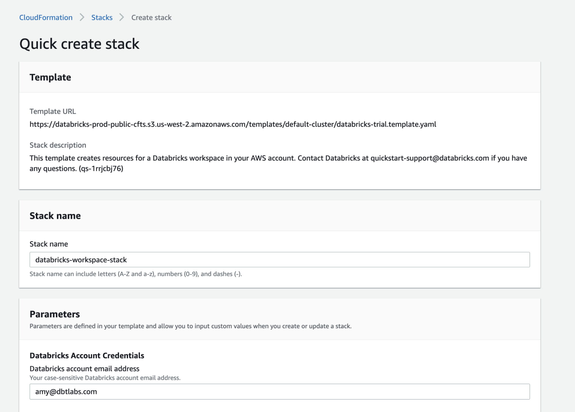 Create AWS resources Create AWS resources